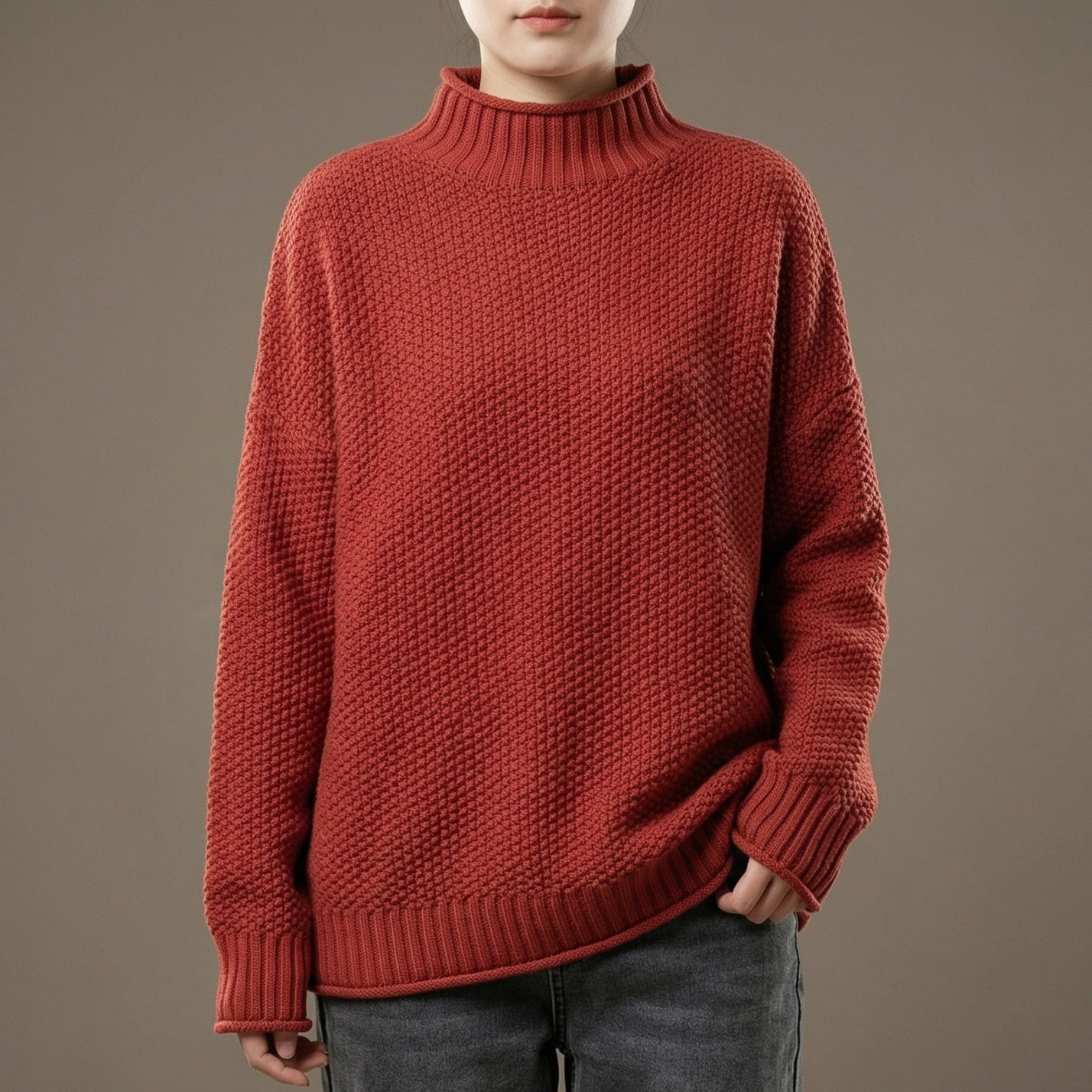 Image of Janine | Women's Mock Neck Long Sleeve Sweater