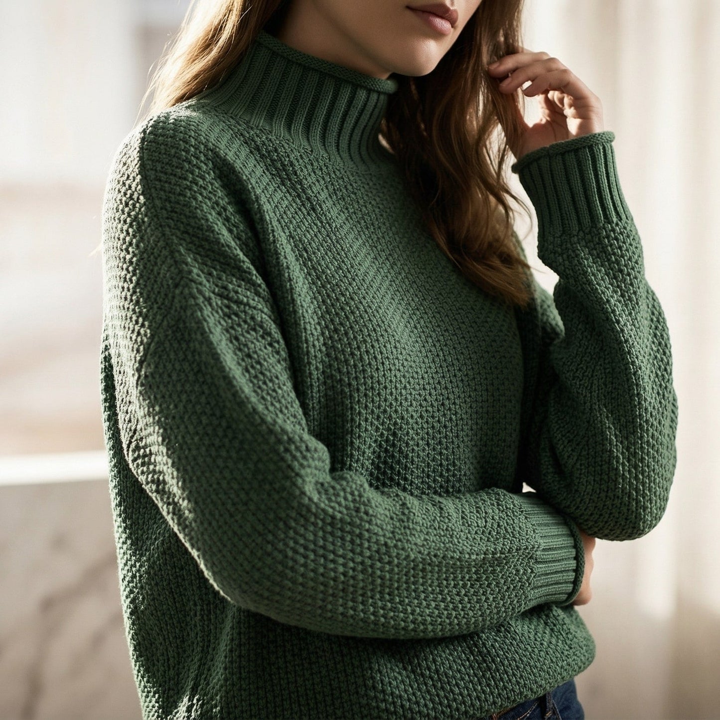 Image of Janine | Women's Mock Neck Long Sleeve Sweater
