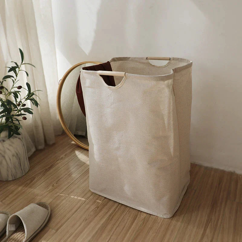 Japanese Cotton-Linen Laundry Basket – Foldable Storage Basket
