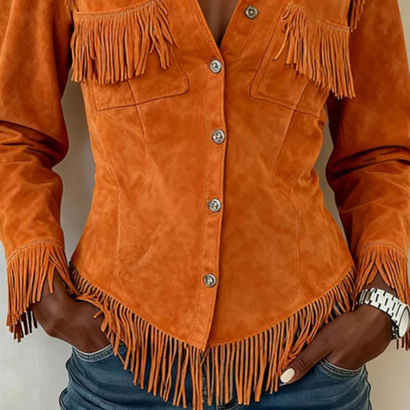 Image of Jasmine | Women's Fringe Long Sleeve Button-Down Blouse
