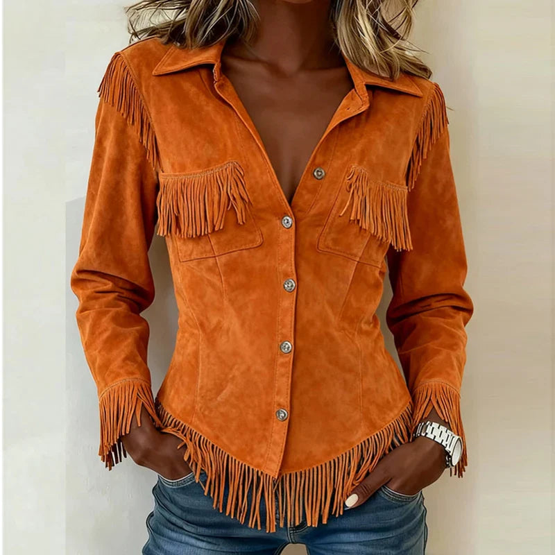 Image of Jasmine | Women's Fringe Long Sleeve Button-Down Blouse