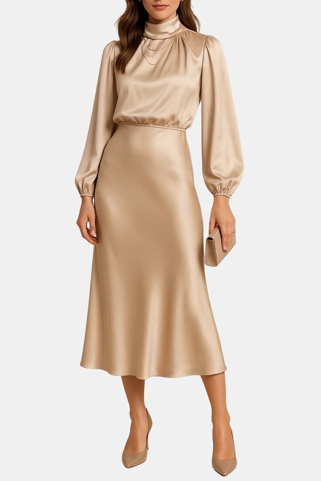 Image of Jean | Women's Long Sleeve A-Line Midi Dress
