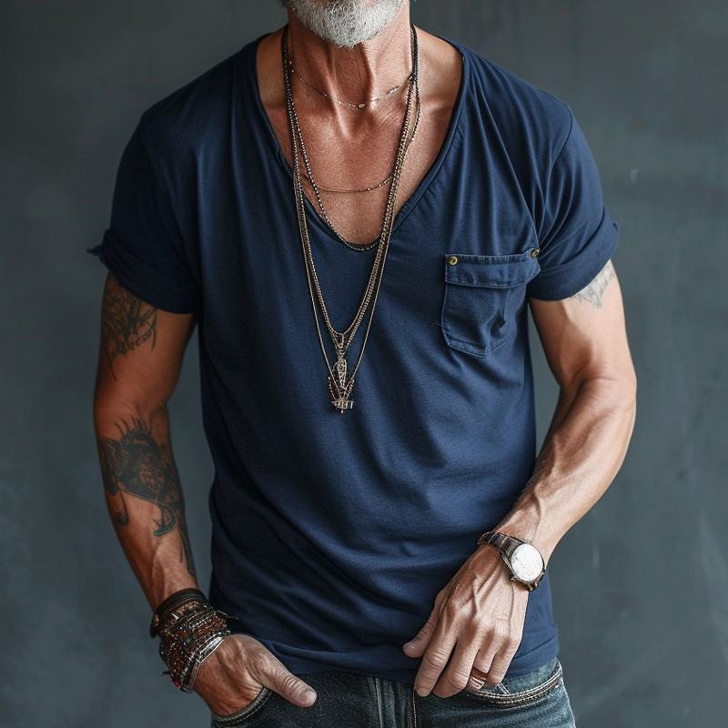 Image of Jeffrey | Men's V-Neck Pocket T-Shirt