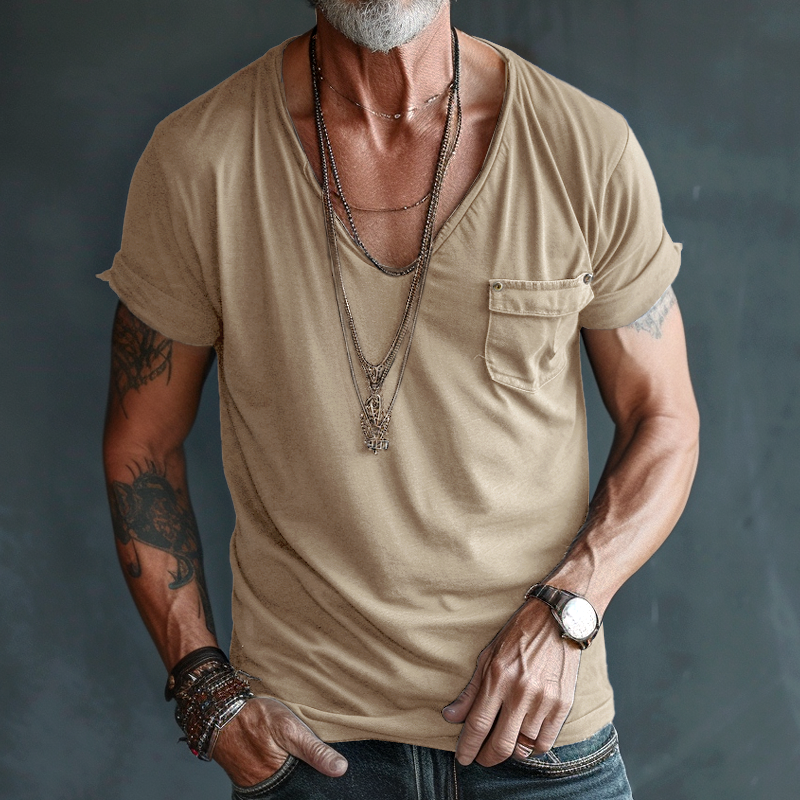 Image of Jeffrey | Men's V-Neck Pocket T-Shirt