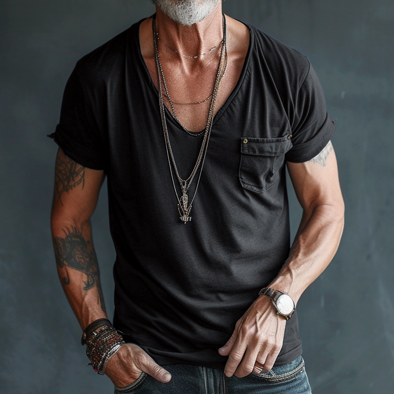 Image of Jeffrey | Men's V-Neck Pocket T-Shirt