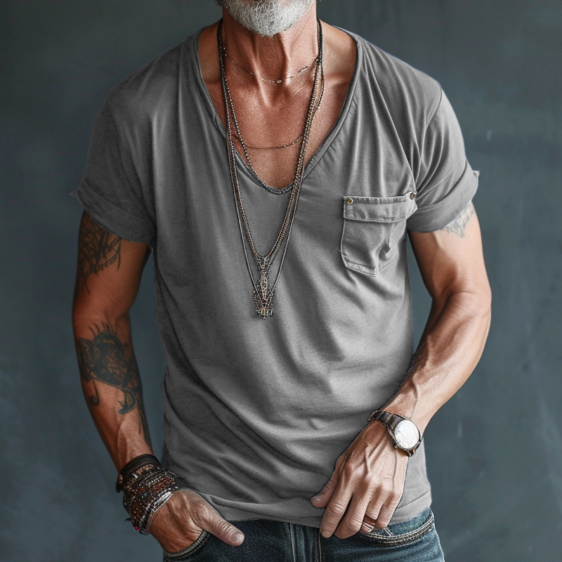Image of Jeffrey | Men's V-Neck Pocket T-Shirt