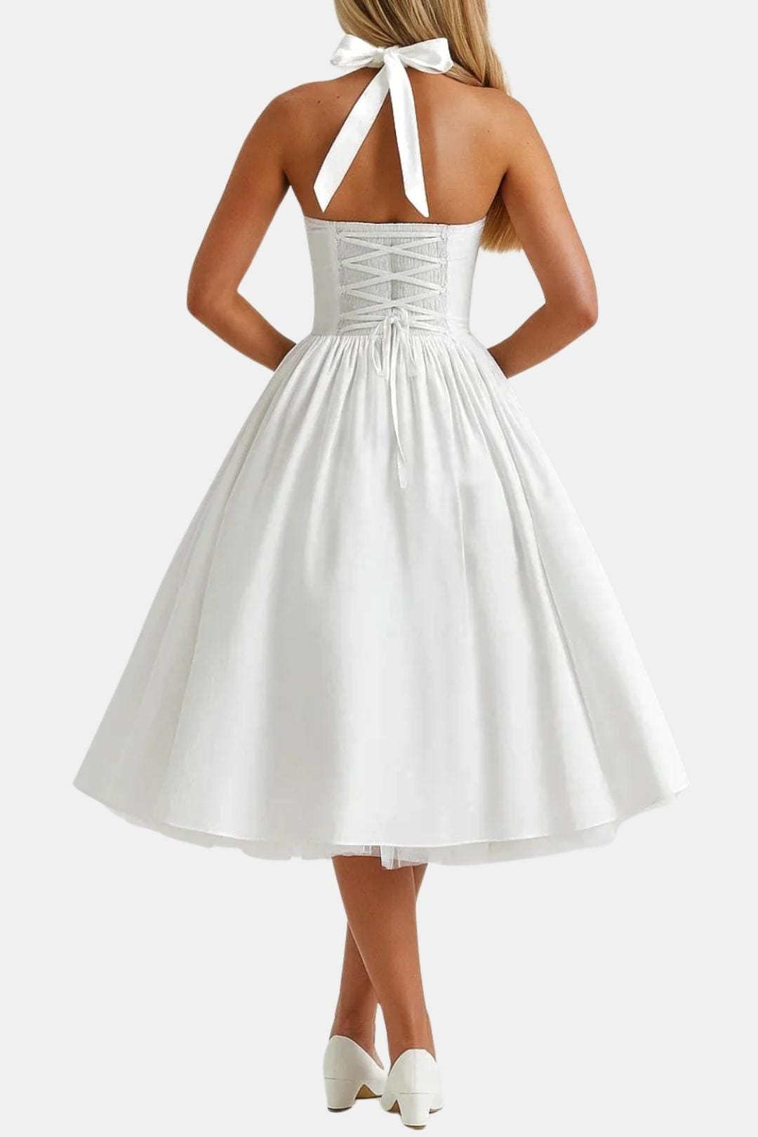 Image of Jennifer | Women's Halter Neck A-Line Midi Dress