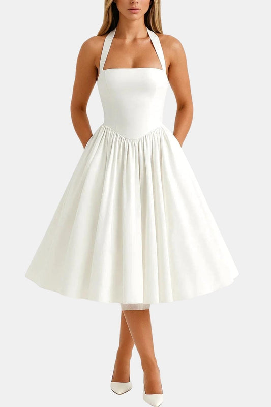 Image of Jennifer | Women's Halter Neck A-Line Midi Dress