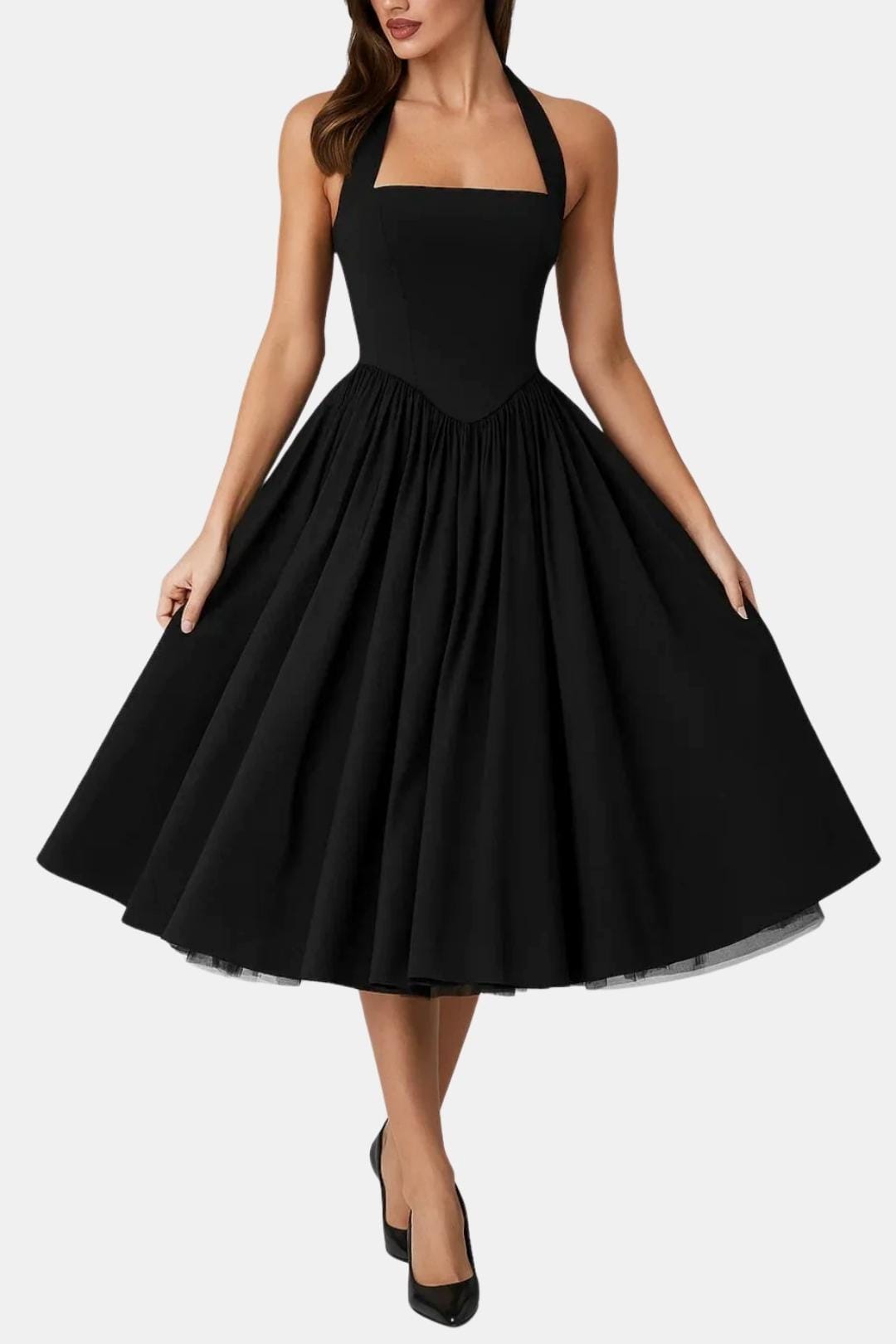 Image of Jennifer | Women's Halter Neck A-Line Midi Dress