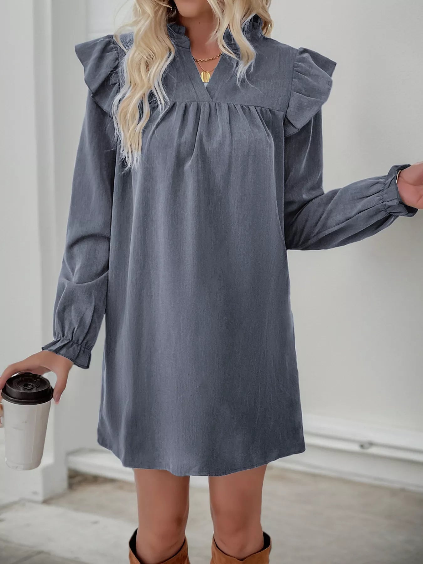 Image of Jillian | Women's Long Sleeve Ruffle Mini Dress