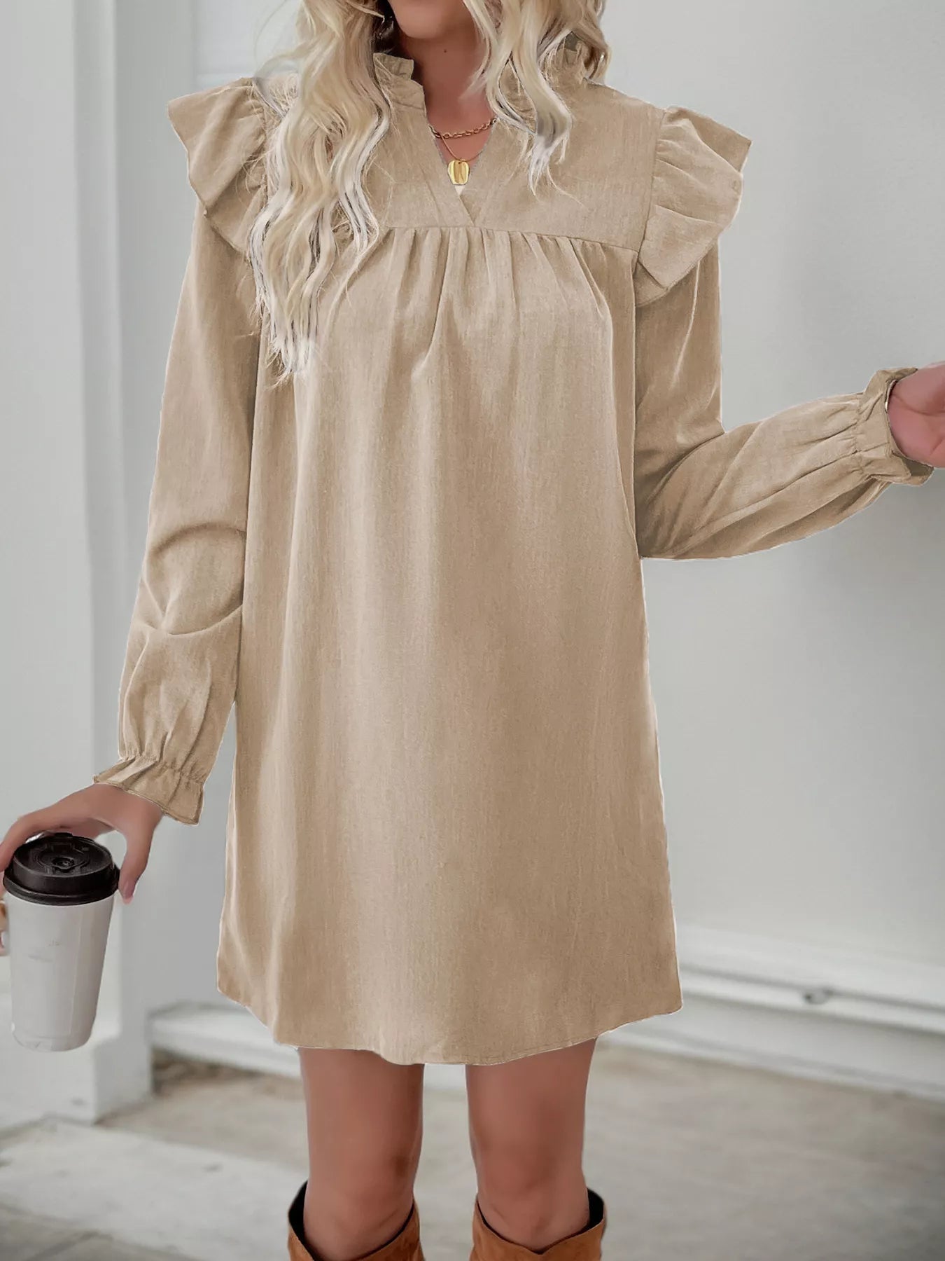 Image of Jillian | Women's Long Sleeve Ruffle Mini Dress