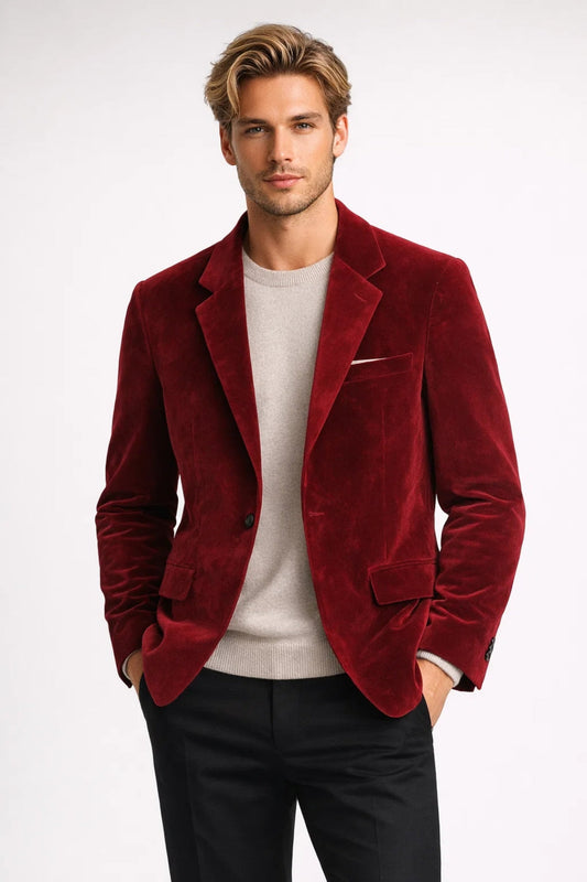 Image of Joel | Men's Single-Breasted Velvet Blazer