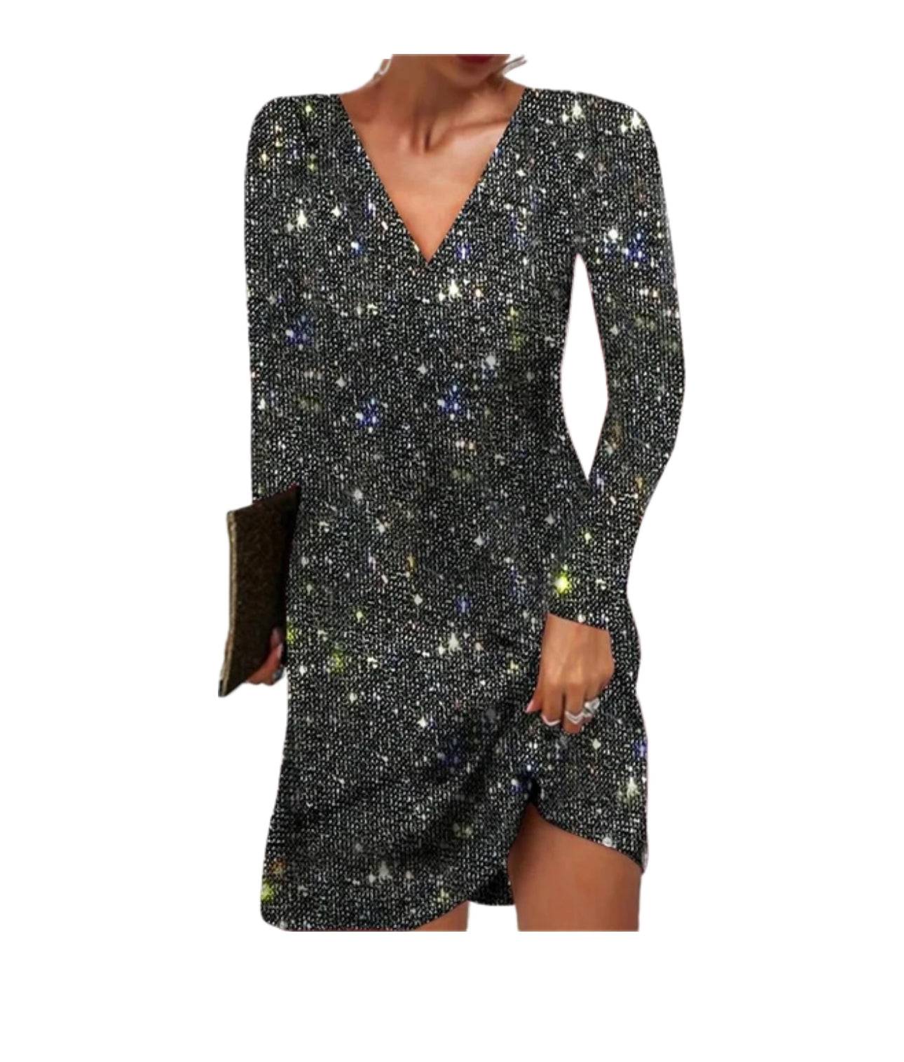 Image of Joyce | Women's V-Neck Sequin Mini Dress