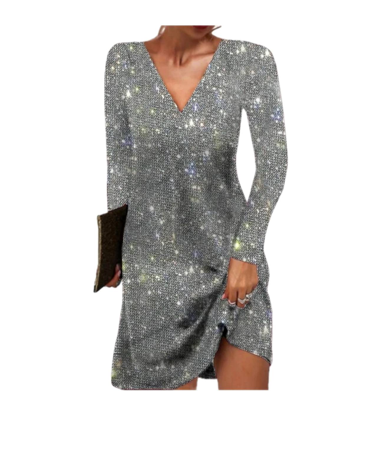 Image of Joyce | Women's V-Neck Sequin Mini Dress