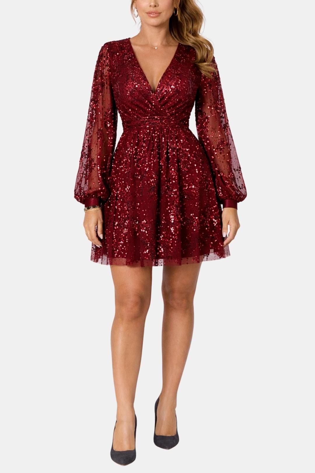 Image of Judie | Women's Sequin Long Sleeve Mini Dress