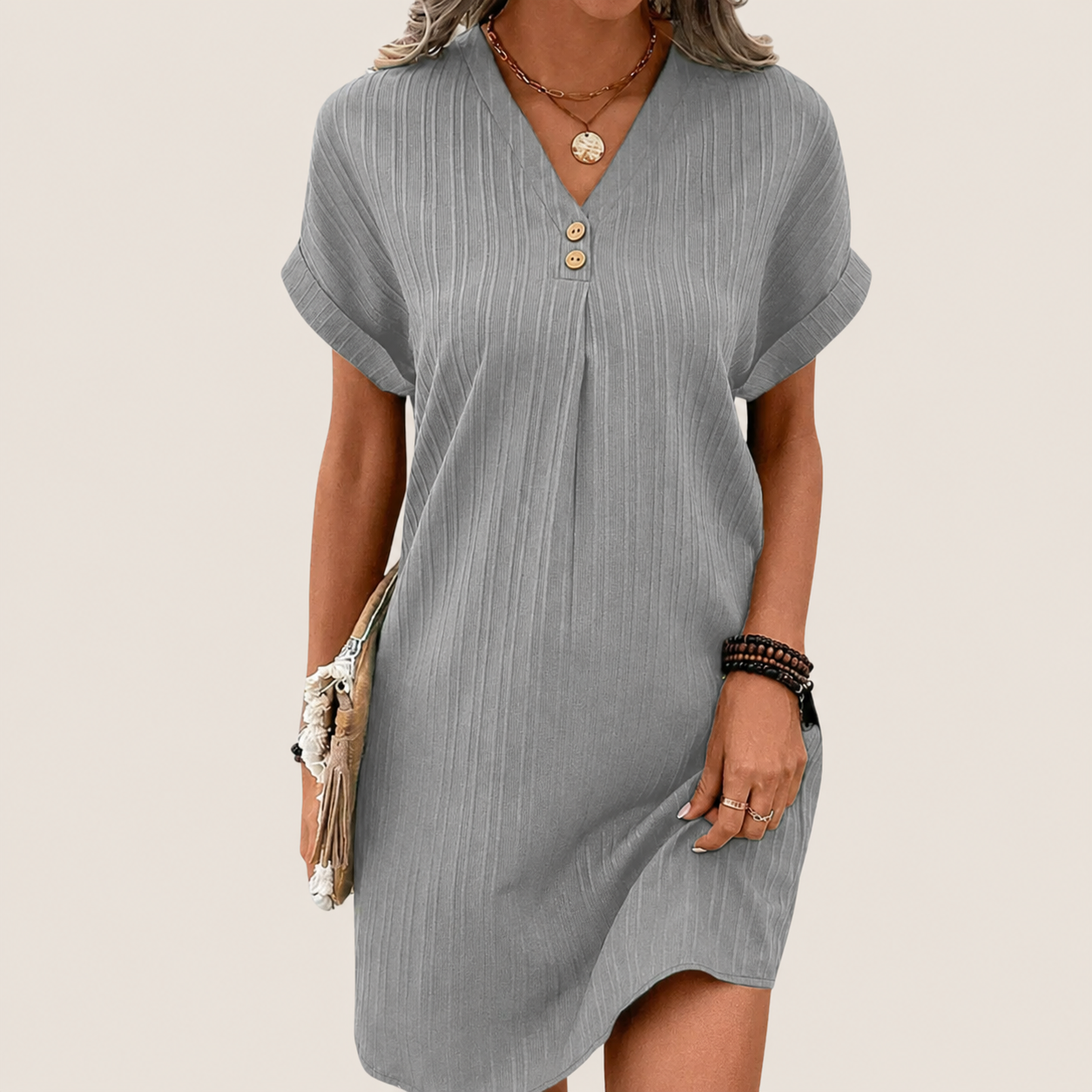Judie | Women's V-Neck Mini Dress - Image 2