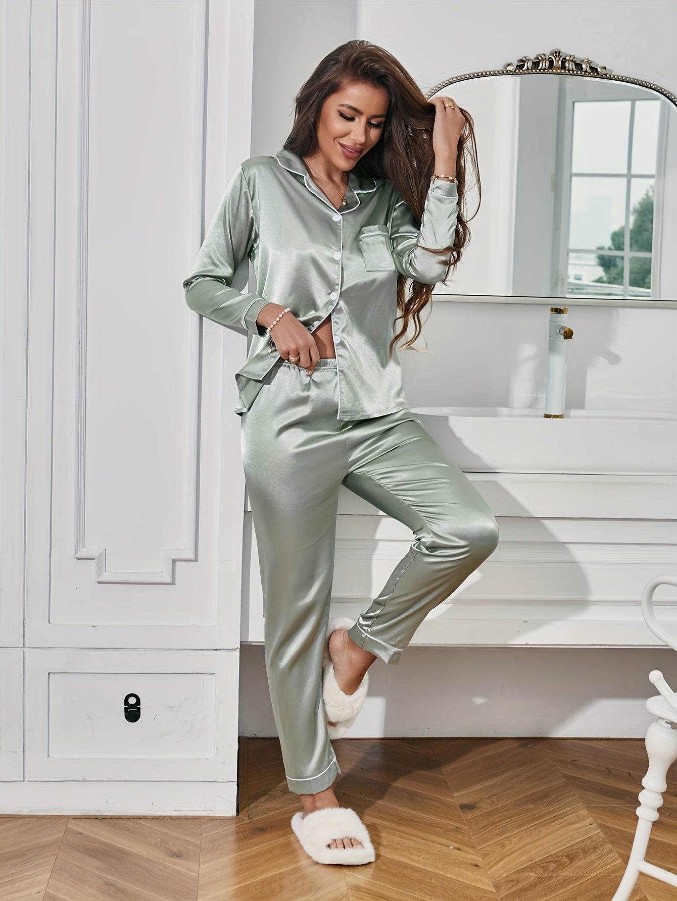 Image of Judy | Women's Long Sleeve Button-Down Pajama Set