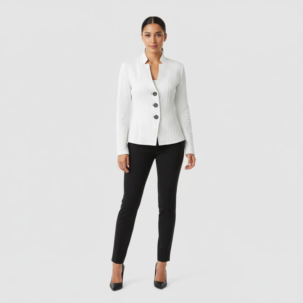 Fitted Button-Front Blazer for Women