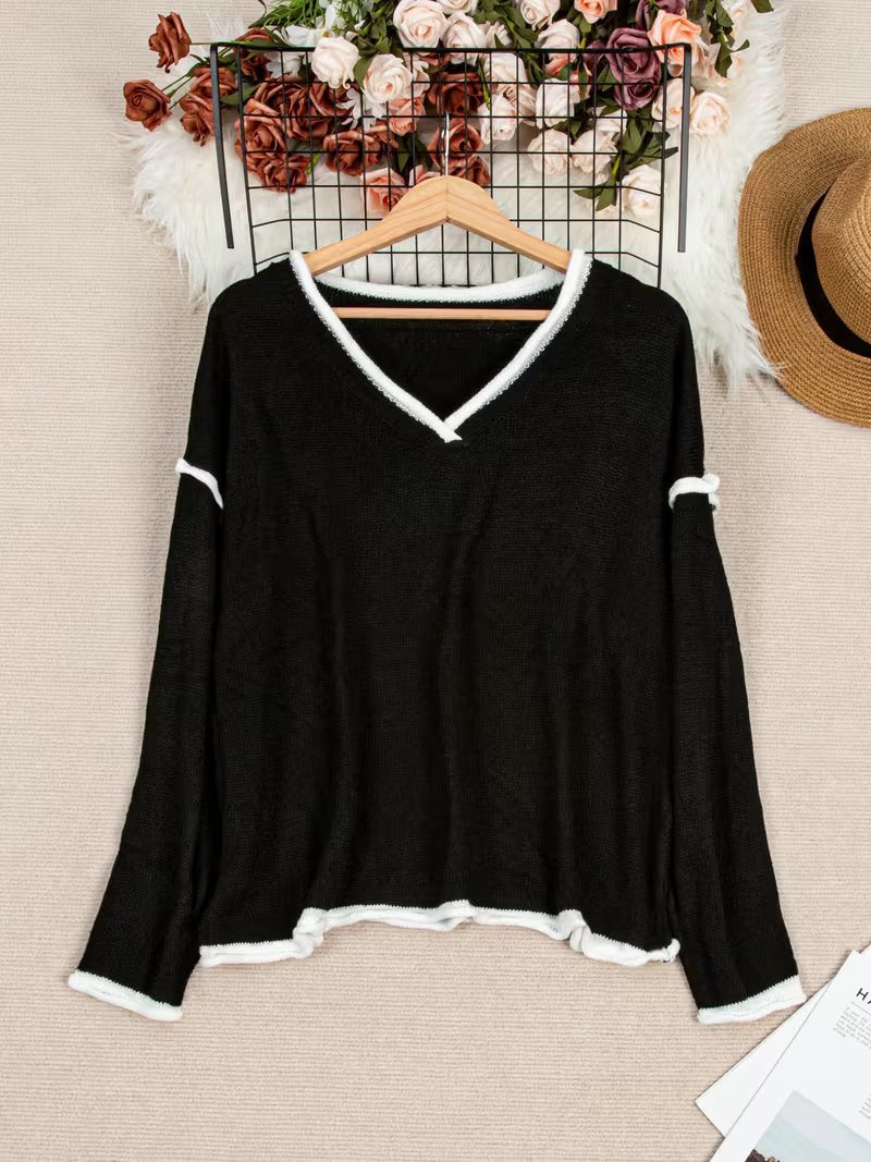 Image of Kara | Women's Oversized V-Neck Sweater