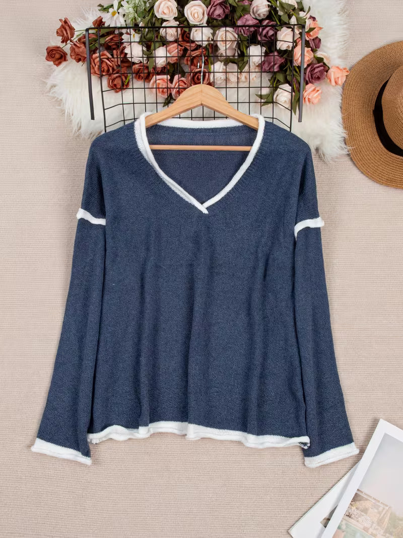 Image of Kara | Women's Oversized V-Neck Sweater