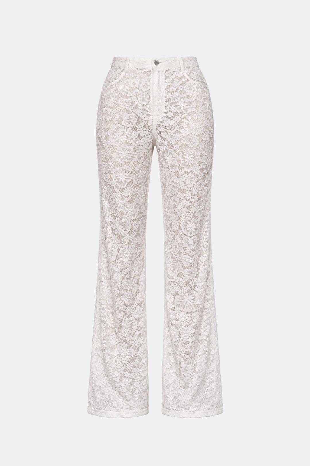 Image of Karen | Women's High-Waisted Lace Flare Pants