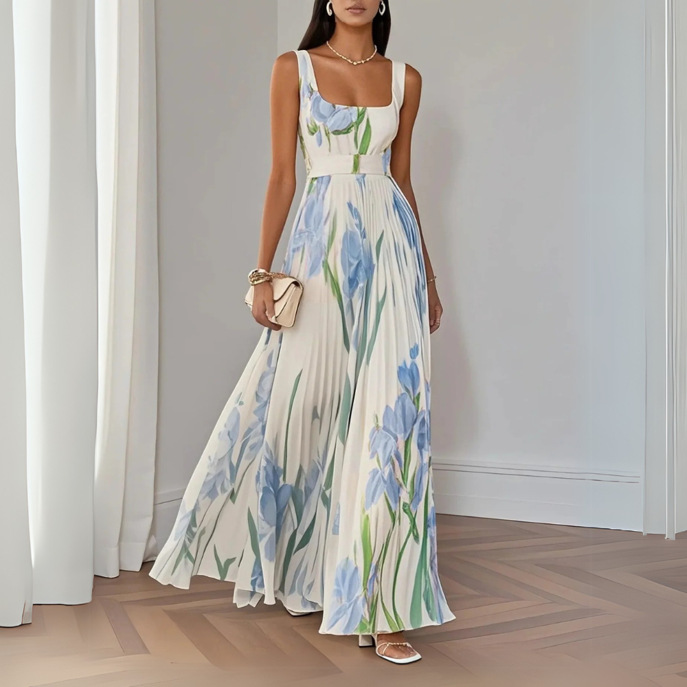 Image of Karen | Women's Sleeveless Pleated Maxi Dress