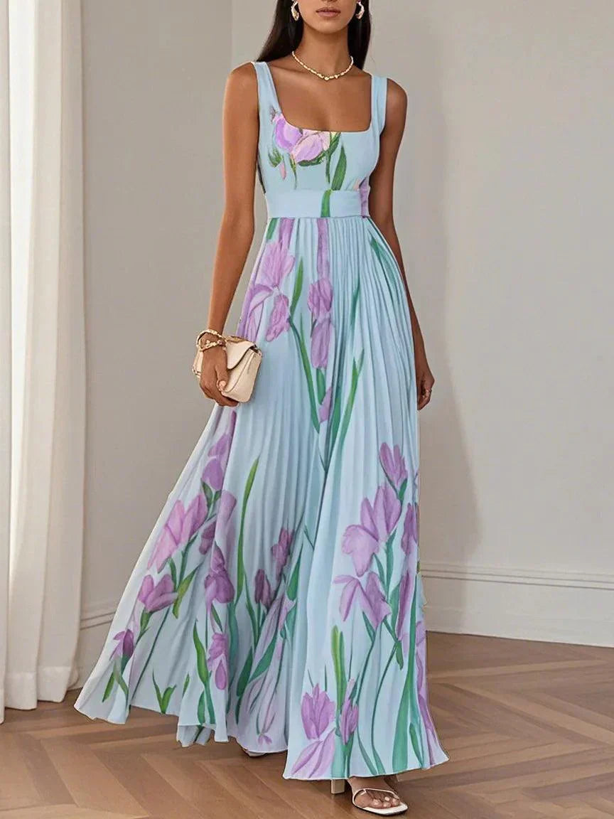 Image of Karen | Women's Sleeveless Pleated Maxi Dress