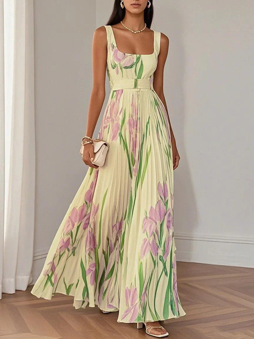 Image of Karen | Women's Sleeveless Pleated Maxi Dress
