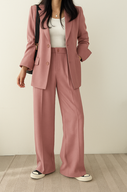 Image of Kate | Women's Wide Leg Two-Piece Suit Set
