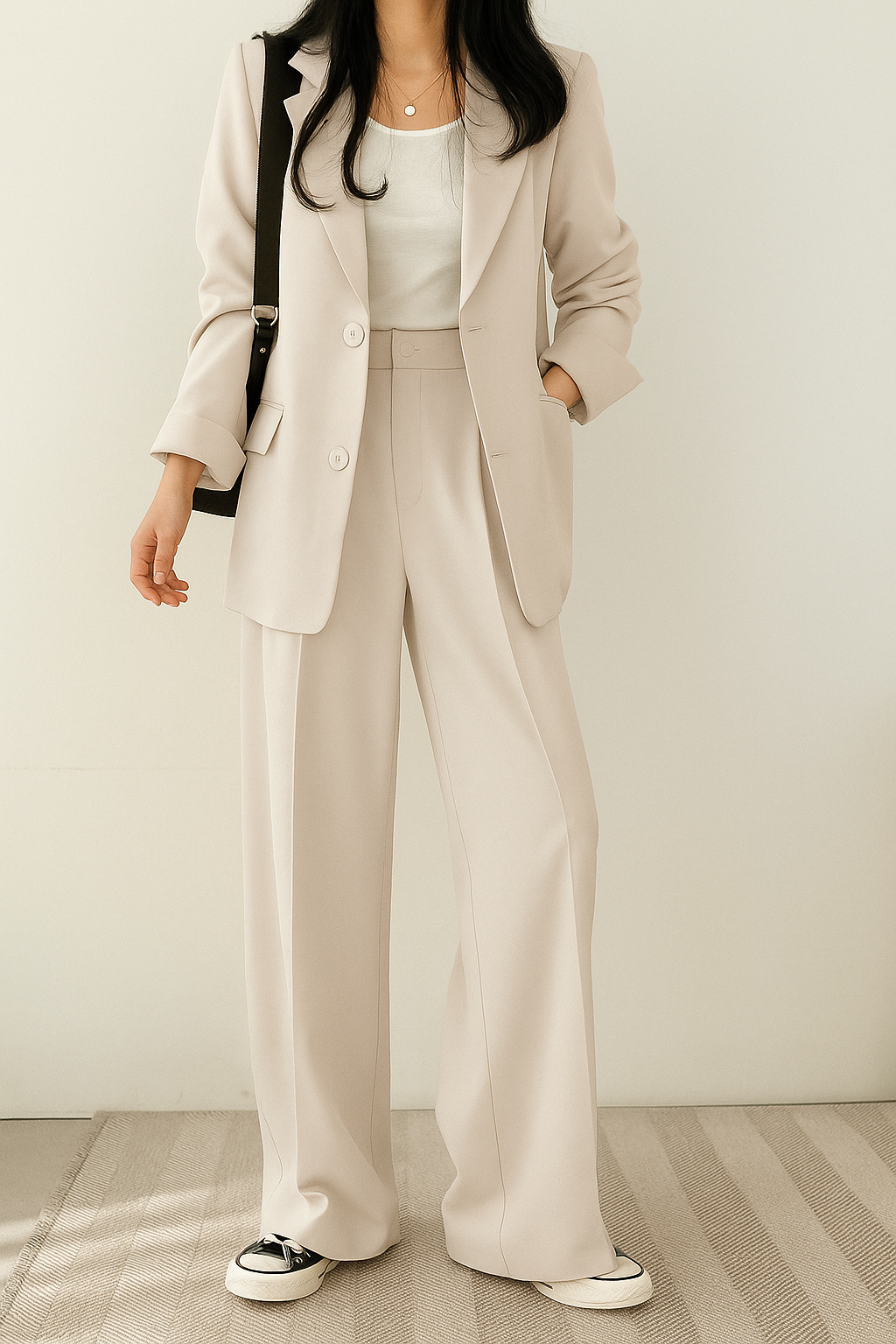 Image of Kate | Women's Wide Leg Two-Piece Suit Set