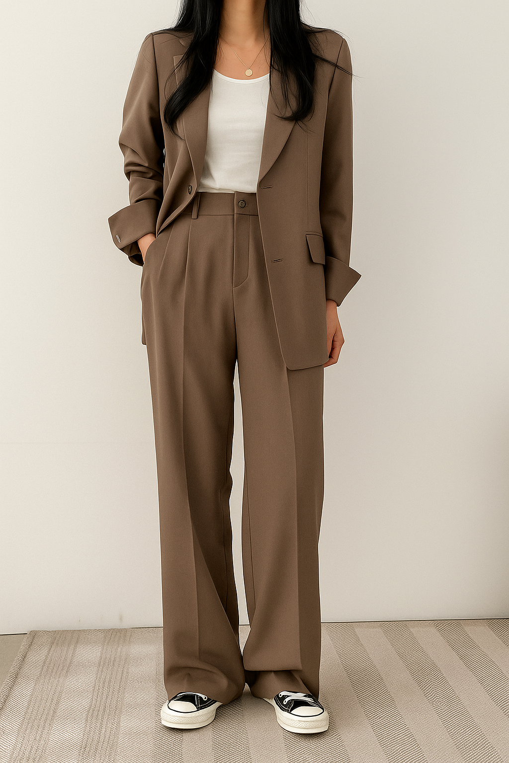 Image of Kate | Women's Wide Leg Two-Piece Suit Set
