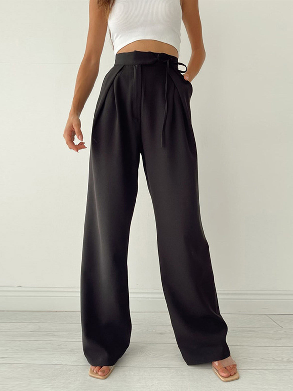 Image of Katherine | Women's High-Waisted Wide Leg Dress Pants