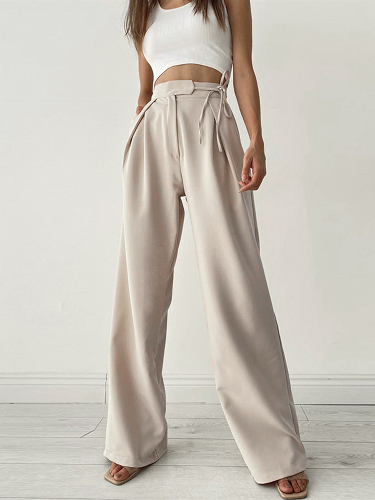 Image of Katherine | Women's High-Waisted Wide Leg Dress Pants