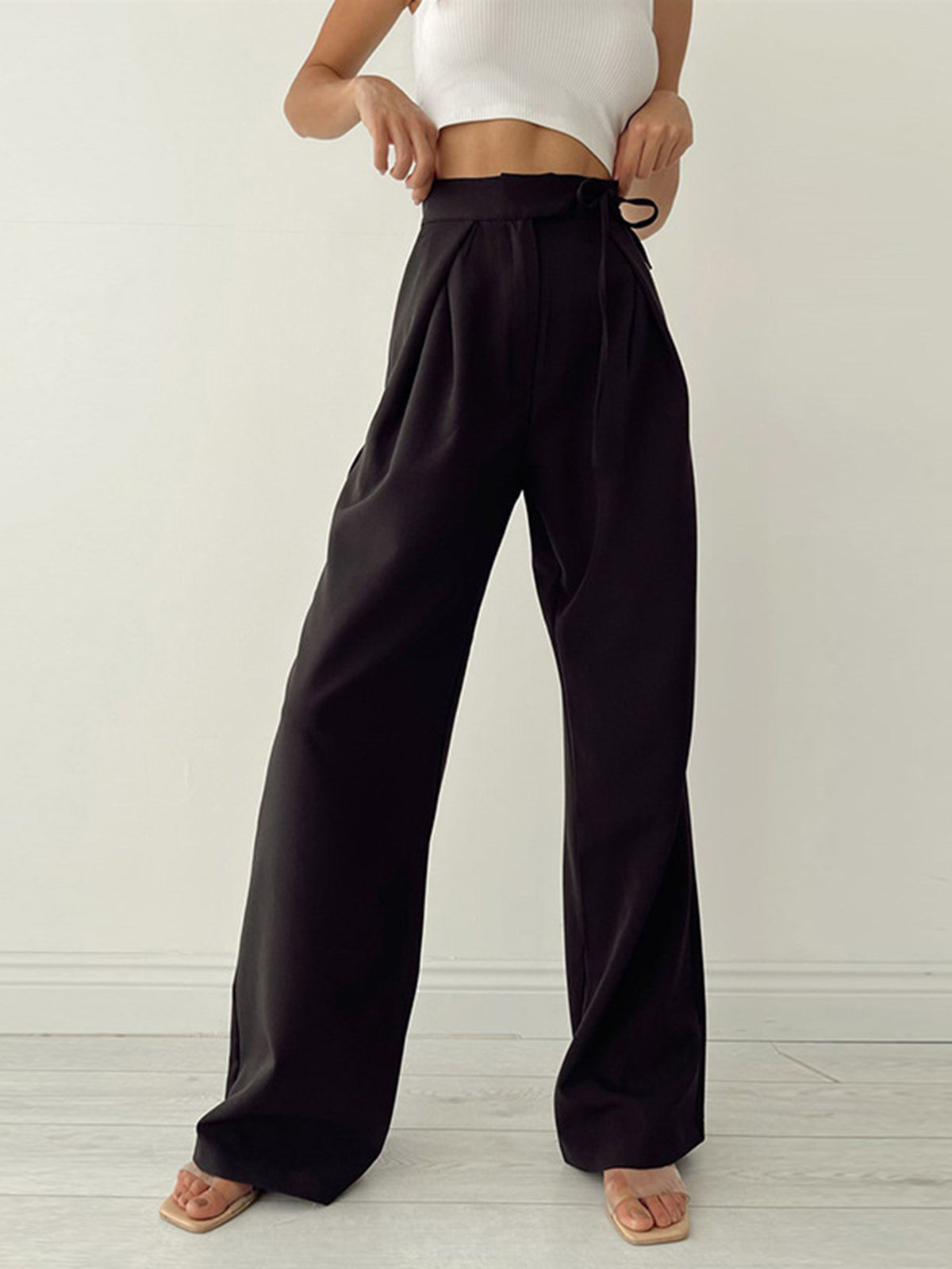 Image of Katherine | Women's High-Waisted Wide Leg Dress Pants