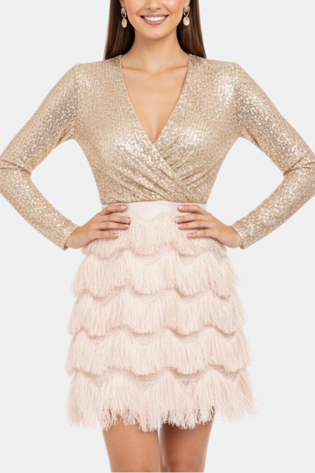Image of Kathleen | Women's V-Neck Sequin Mini Dress