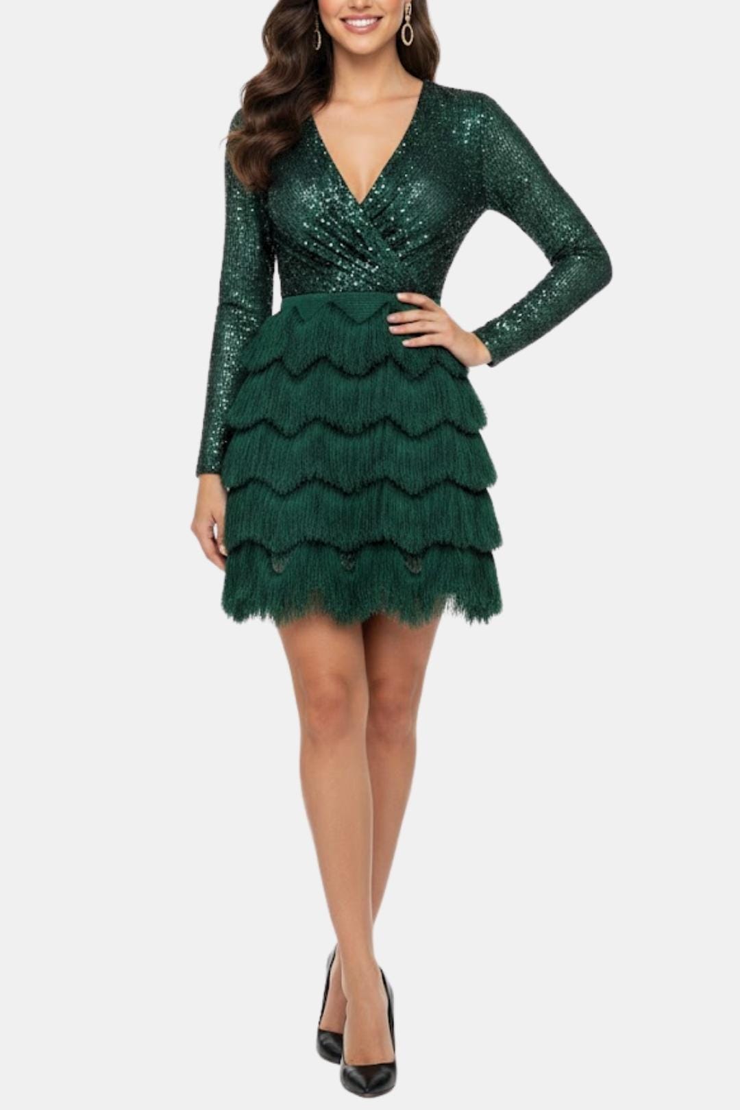 Image of Kathleen | Women's V-Neck Sequin Mini Dress