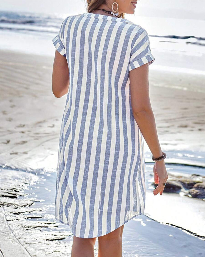 Kathy | Elegant Striped Shirt Dress for Women in Casual Summer Style