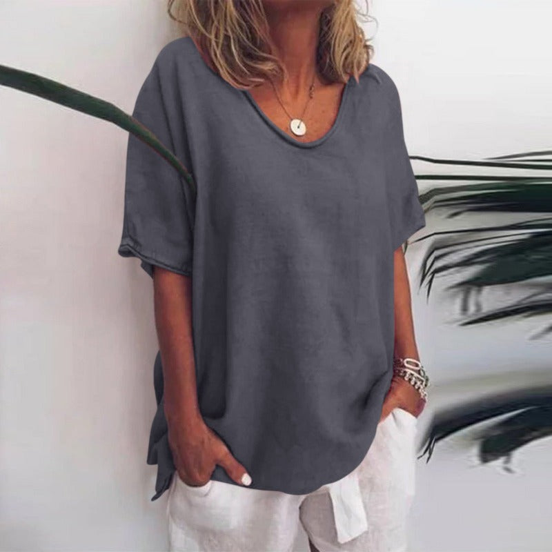 Image of Kiara | Women's Oversized V-Neck Blouse