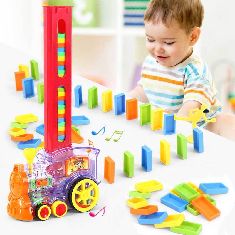 Kids' Automatic Domino Laying Train Toy Set