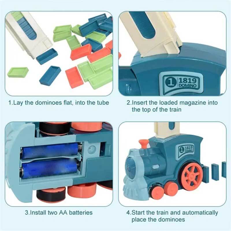 Kids' Automatic Domino Laying Train Toy Set