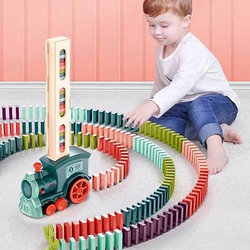Kids' Automatic Domino Laying Train Toy Set
