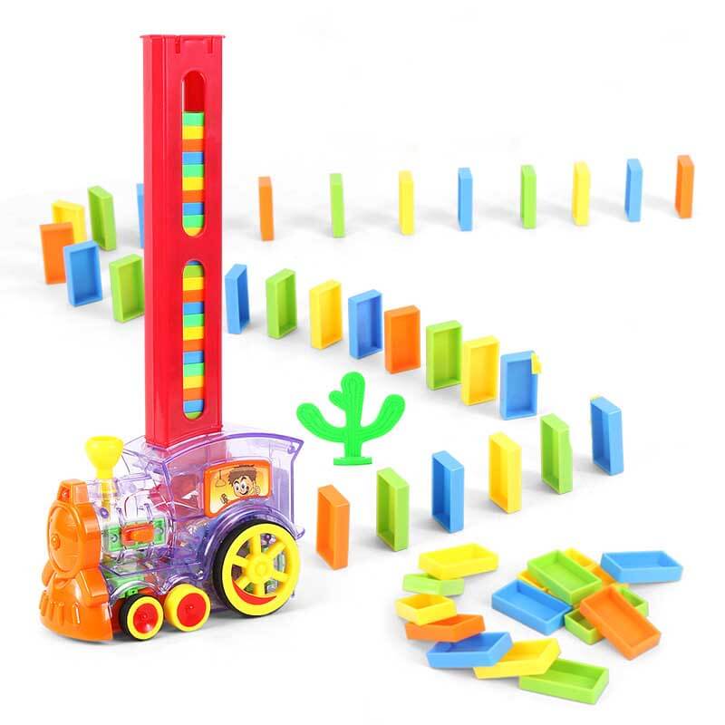 Kids' Automatic Domino Laying Train Toy Set