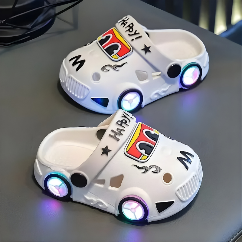 Kids' Light-Up Car Slippers for Playful Steps