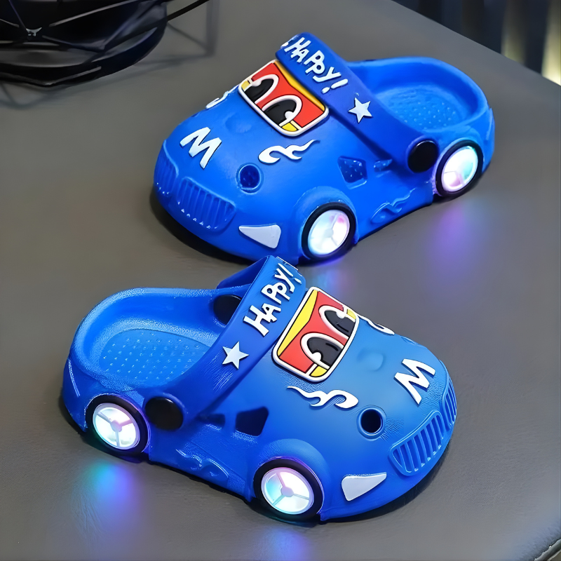Kids' Light-Up Car Slippers for Playful Steps