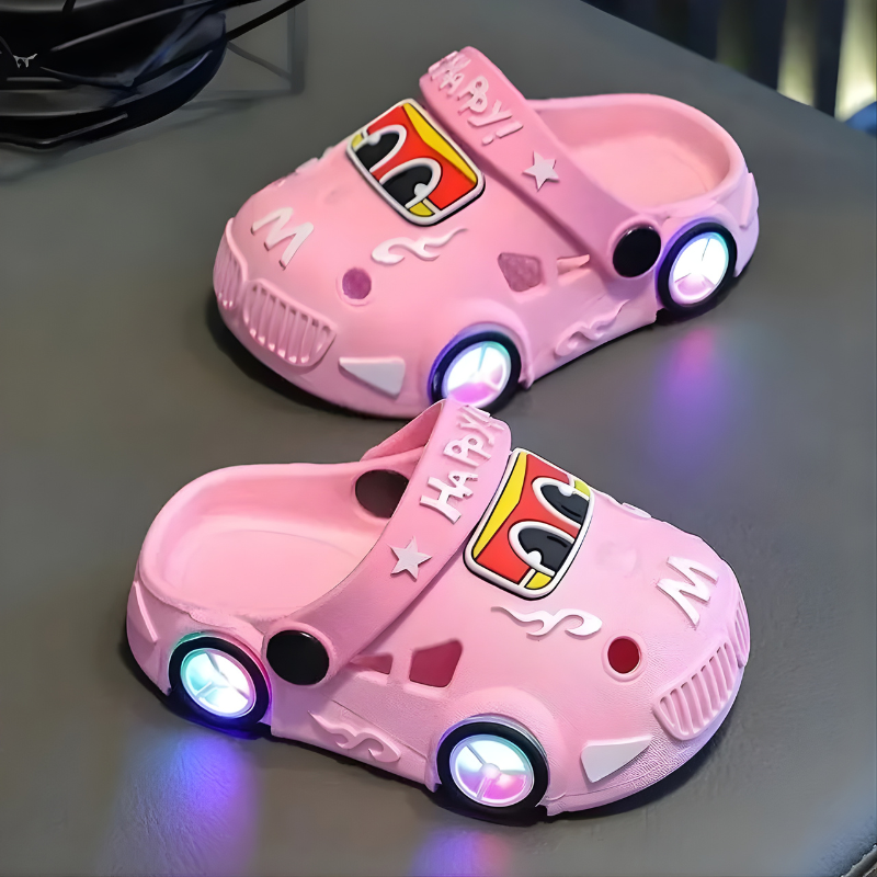 Kids' Light-Up Car Slippers for Playful Steps