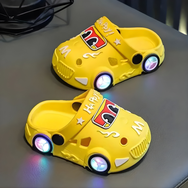 Kids' Light-Up Car Slippers for Playful Steps