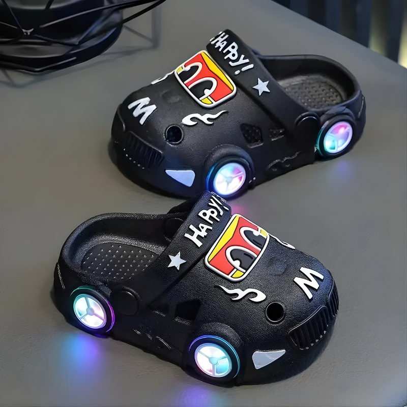 Kids' Light-Up Car Slippers for Playful Steps