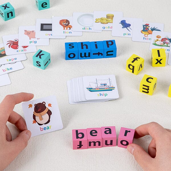 Kids Wooden Alphabet Spelling Game & Puzzle Set
