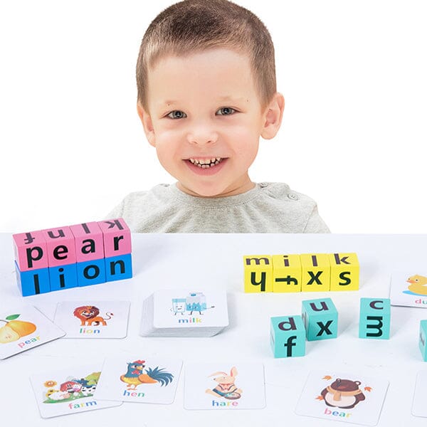 Kids Wooden Alphabet Spelling Game & Puzzle Set