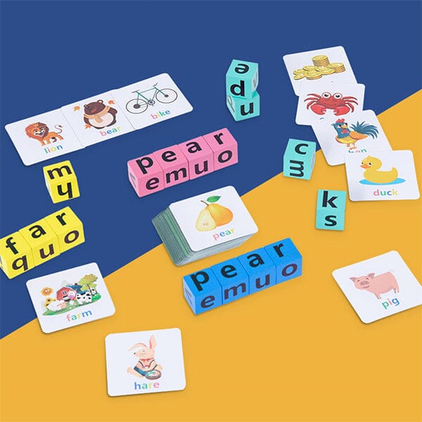 Kids Wooden Alphabet Spelling Game & Puzzle Set